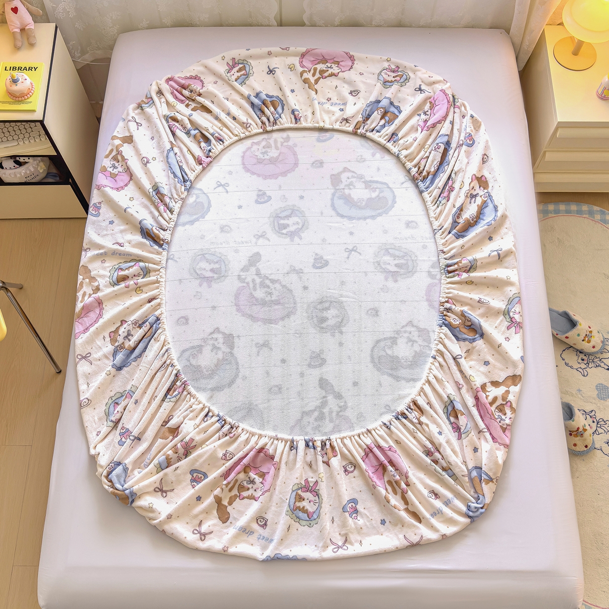 91家纺网 家纺一手货源 找家纺 灿哈家纺 2025新款牛奶绒印花床笠单品床笠床笠单件床笠三件套 哈基米