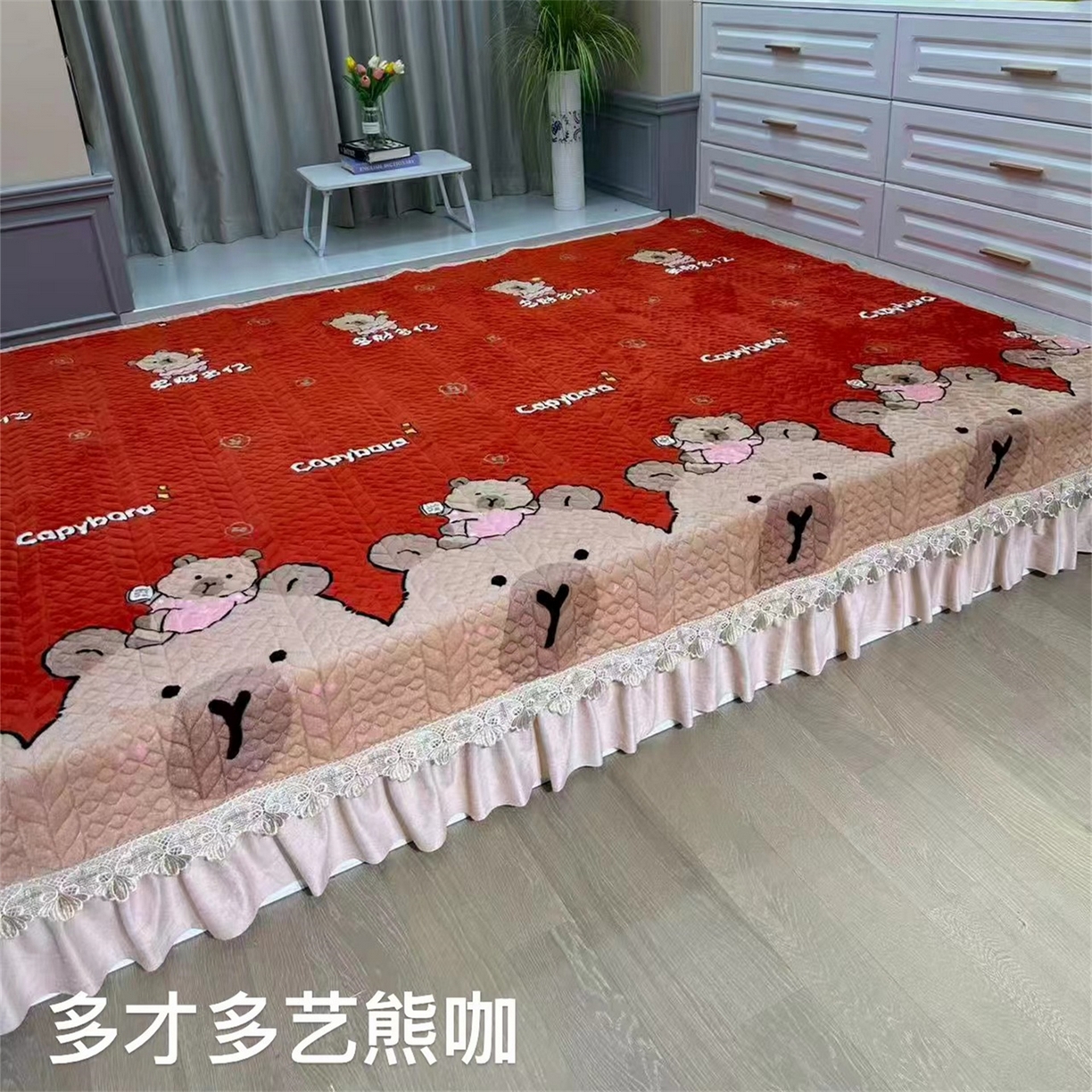 91家纺网 家纺一手货源 找家纺 （总）铭源榻榻米炕盖 新款水晶绒双面榻榻米炕盖