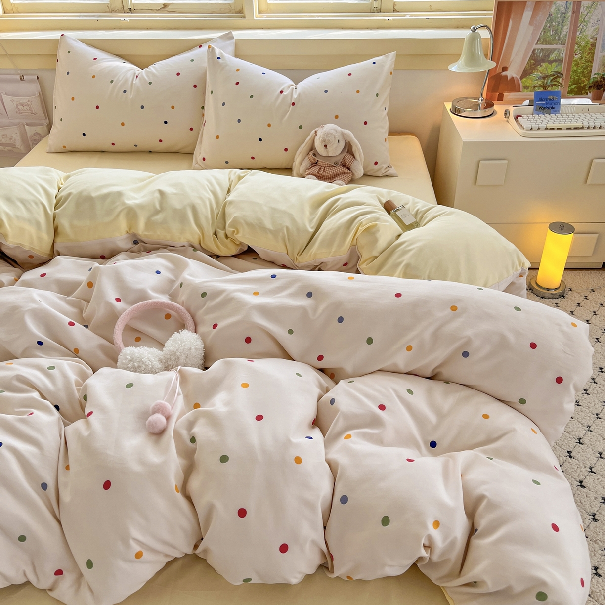 91家纺网 家纺一手货源 找家纺 （总）曼璐家纺 2025新款碎花双拼水洗棉四件套学生宿舍三件套单双人被套和床笠款-床单床笠套件