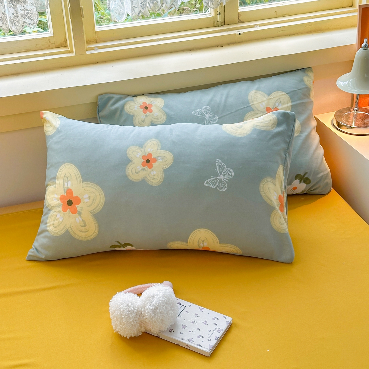 91家纺网 家纺一手货源 找家纺 曼璐家纺 2025新款碎花双拼水洗棉四件套学生宿舍三件套单双人被套和床笠款-床单床笠套件 闭月羞花