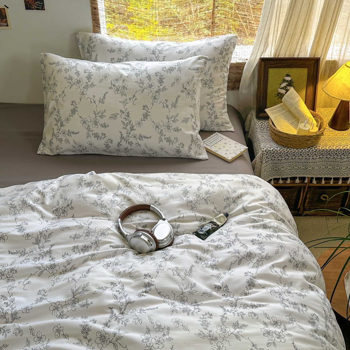 91家纺网 家纺一手货源 找家纺 曼璐家纺 2025新款碎花双拼水洗棉四件套学生宿舍三件套单双人被套和床笠款-床单床笠套件 莫奈