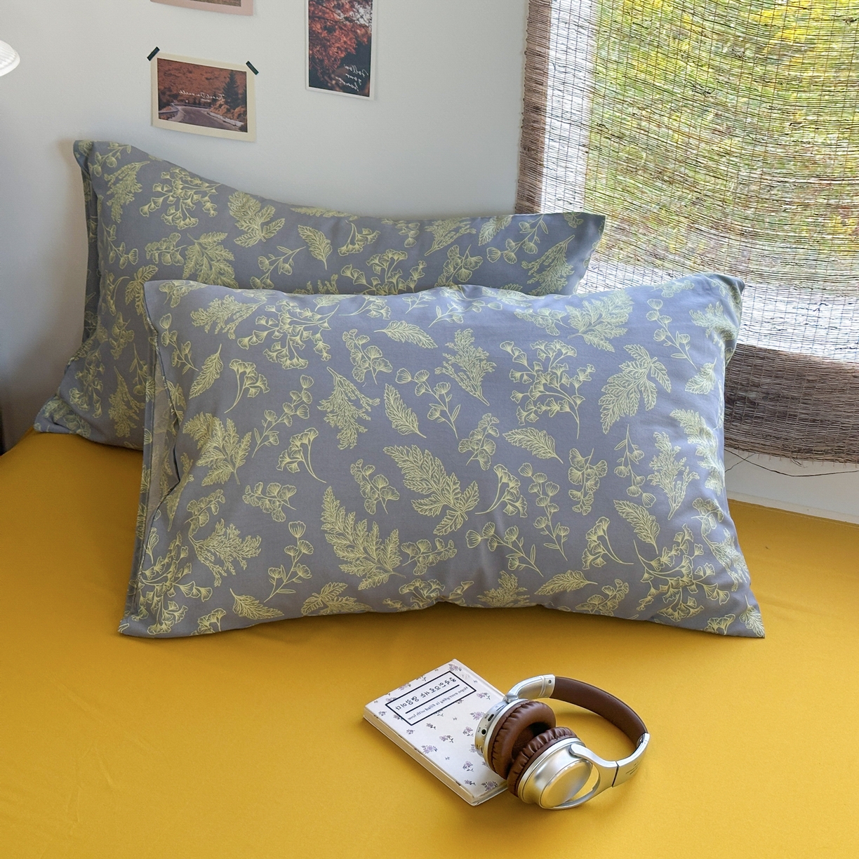 91家纺网 家纺一手货源 找家纺 曼璐家纺 2025新款碎花双拼水洗棉四件套学生宿舍三件套单双人被套和床笠款-床单床笠套件 深情-绿