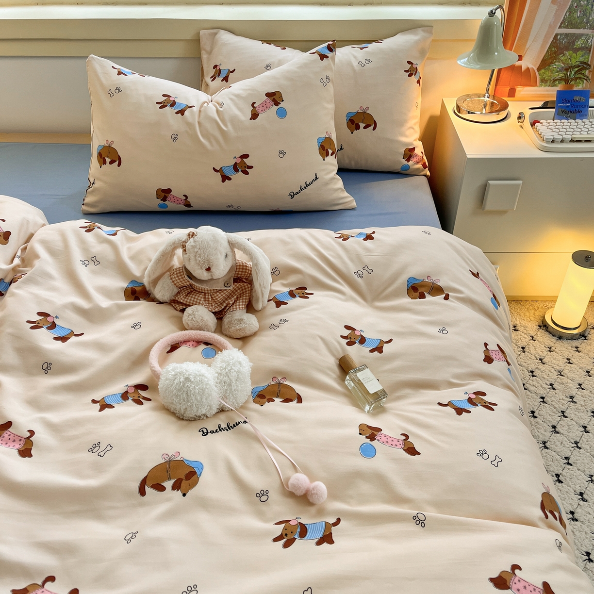 91家纺网 家纺一手货源 找家纺 曼璐家纺 2025新款碎花双拼水洗棉四件套学生宿舍三件套单双人被套和床笠款-床单床笠套件 旺仔