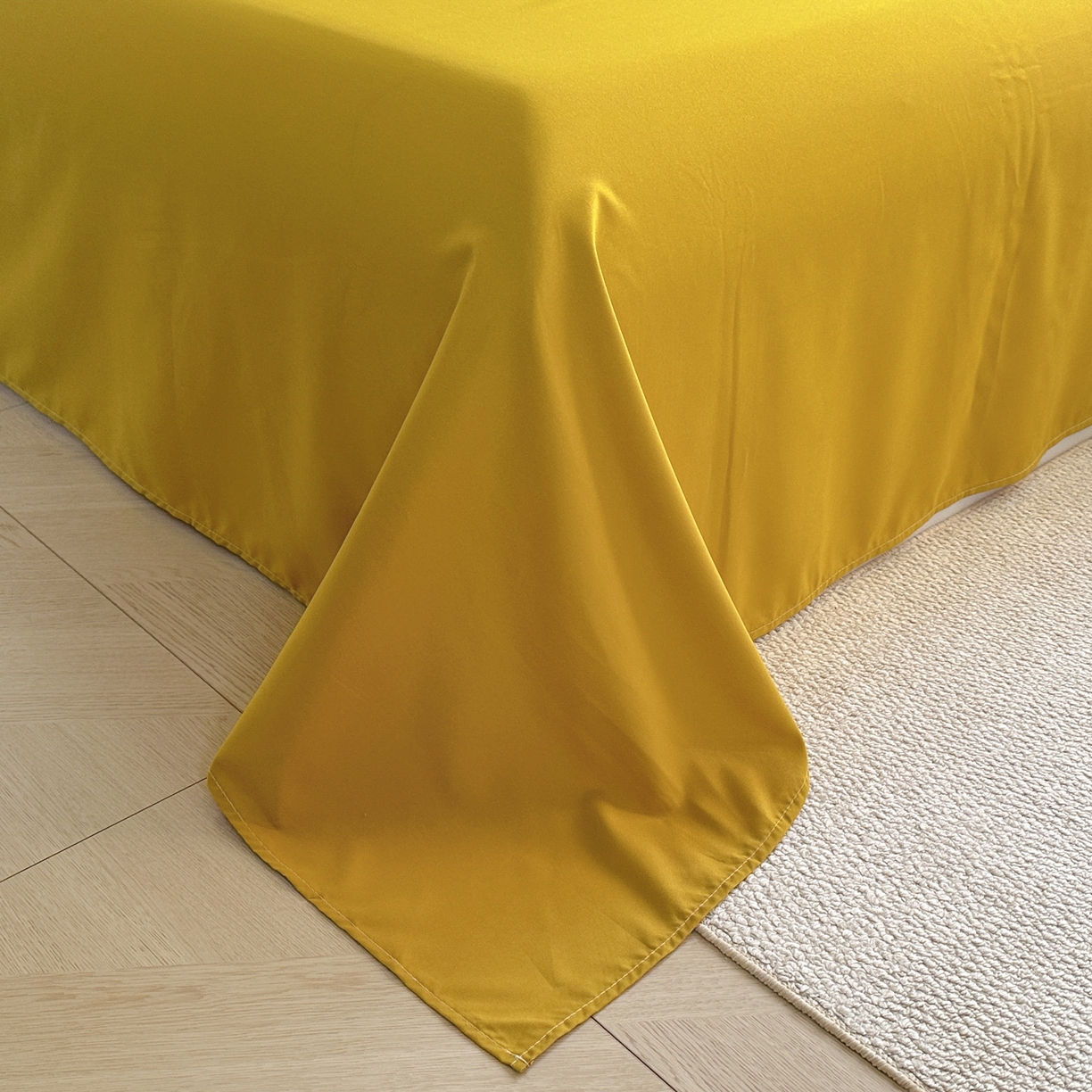 91家纺网 家纺一手货源 找家纺 曼璐家纺 2025新款碎花双拼水洗棉四件套学生宿舍三件套单双人被套和床笠款-床单床笠套件 假日-橘