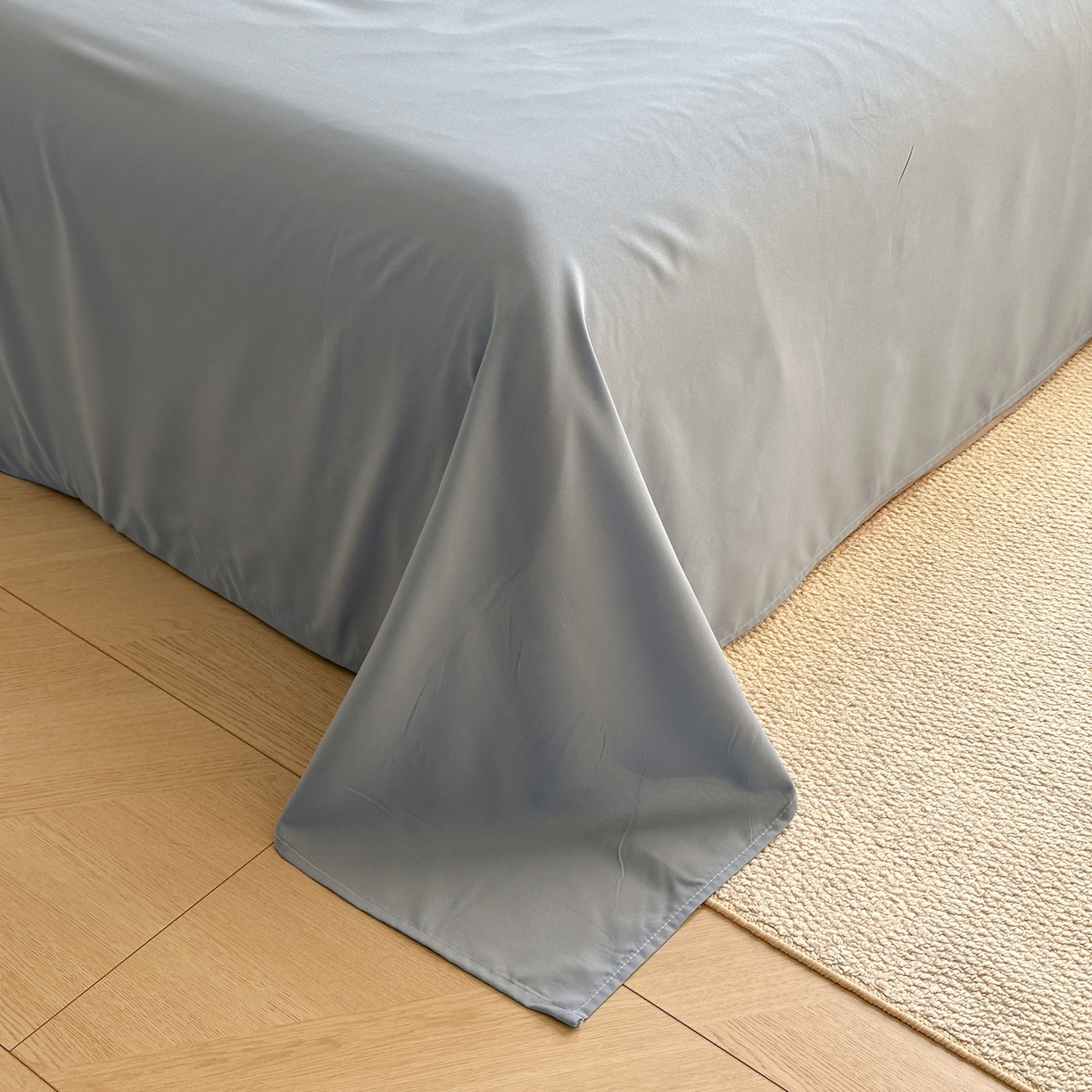 91家纺网 家纺一手货源 找家纺 曼璐家纺 2025新款碎花双拼水洗棉四件套学生宿舍三件套单双人被套和床笠款-床单床笠套件 静香-灰