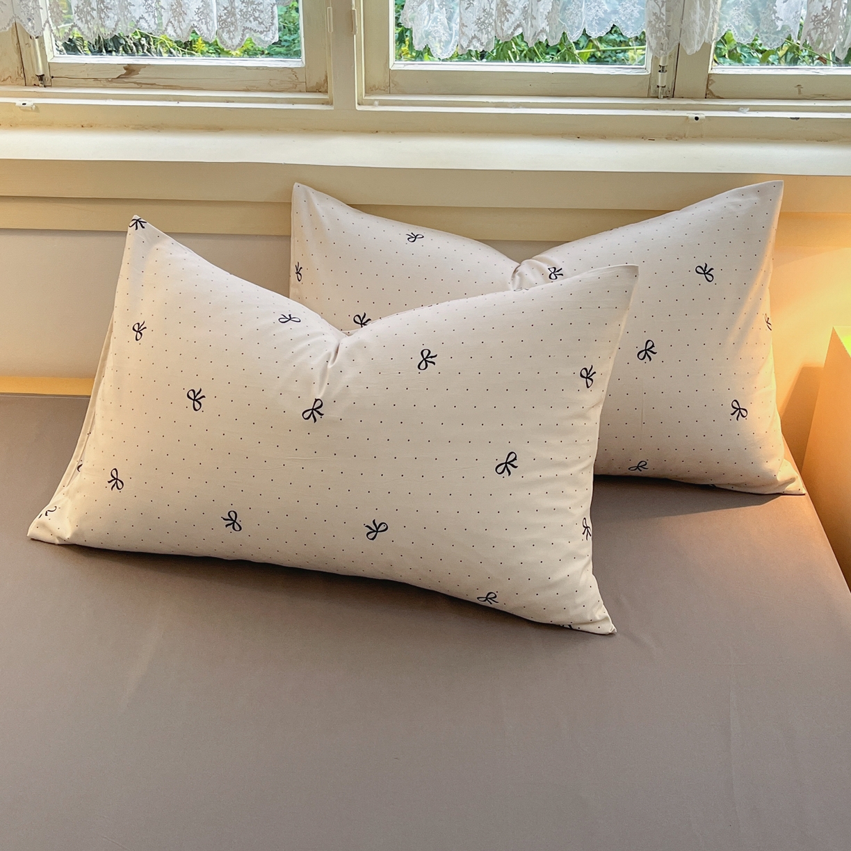 91家纺网 家纺一手货源 找家纺 曼璐家纺 2025新款碎花双拼水洗棉四件套学生宿舍三件套单双人被套和床笠款-床单床笠套件 可颂-米