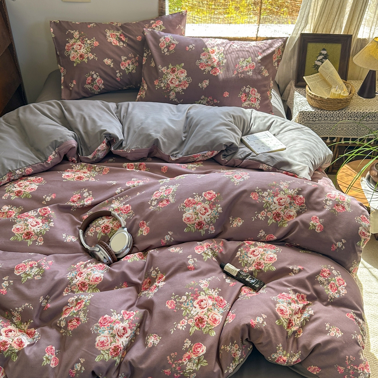 91家纺网 家纺一手货源 找家纺 曼璐家纺 2025新款碎花双拼水洗棉四件套学生宿舍三件套单双人被套和床笠款-床单床笠套件 莱茵湖