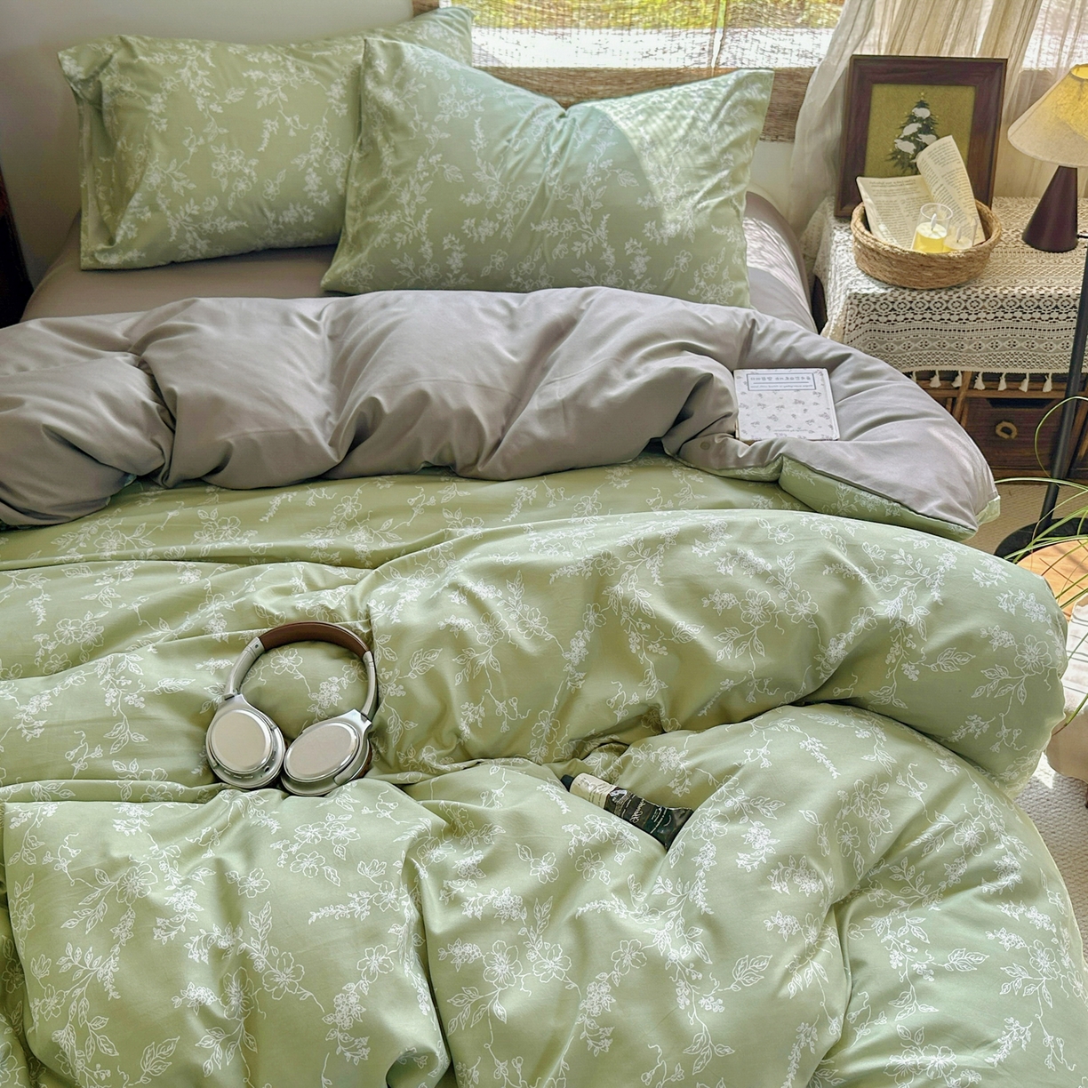 91家纺网 家纺一手货源 找家纺 曼璐家纺 2025新款碎花双拼水洗棉四件套学生宿舍三件套单双人被套和床笠款-床单床笠套件 缦花