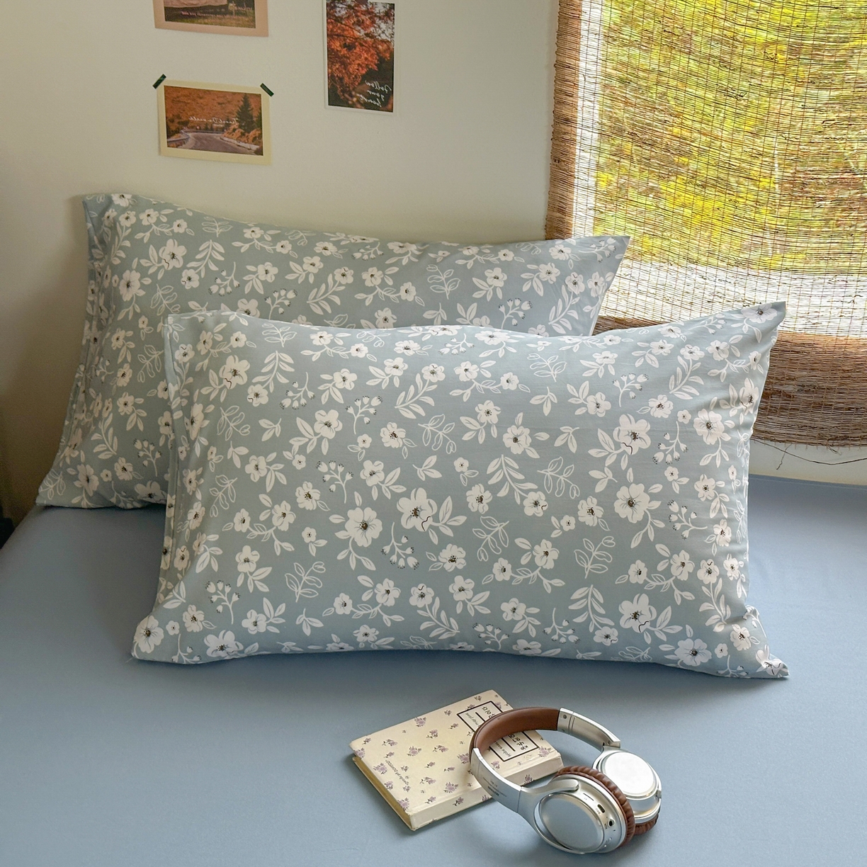 91家纺网 家纺一手货源 找家纺 曼璐家纺 2025新款碎花双拼水洗棉四件套学生宿舍三件套单双人被套和床笠款-床单床笠套件 木槿