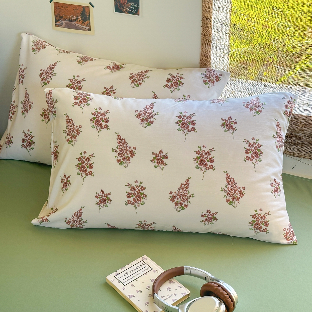 91家纺网 家纺一手货源 找家纺 曼璐家纺 2025新款碎花双拼水洗棉四件套学生宿舍三件套单双人被套和床笠款-床单床笠套件 南枝