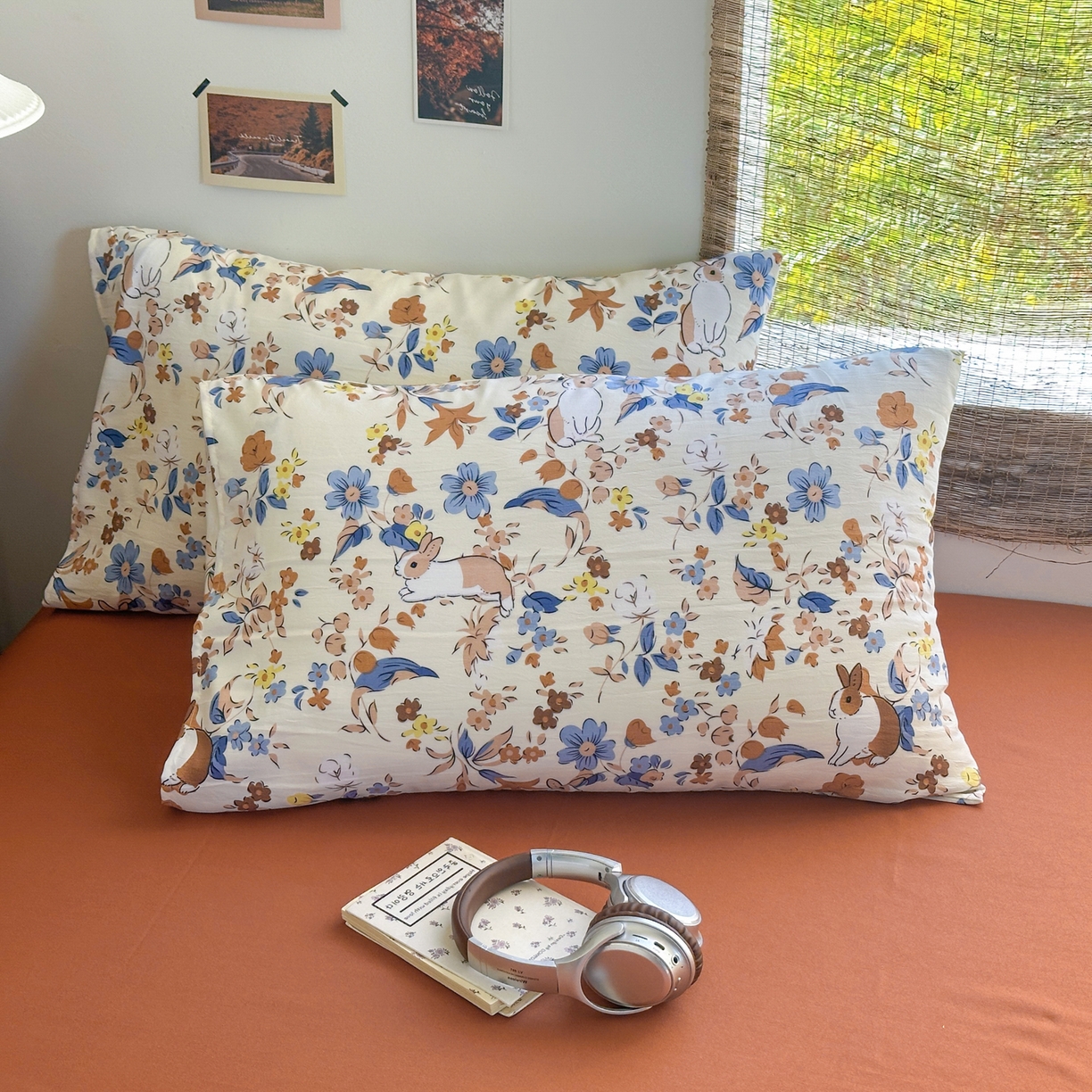 91家纺网 家纺一手货源 找家纺 曼璐家纺 2025新款碎花双拼水洗棉四件套学生宿舍三件套单双人被套和床笠款-床单床笠套件 田间美好