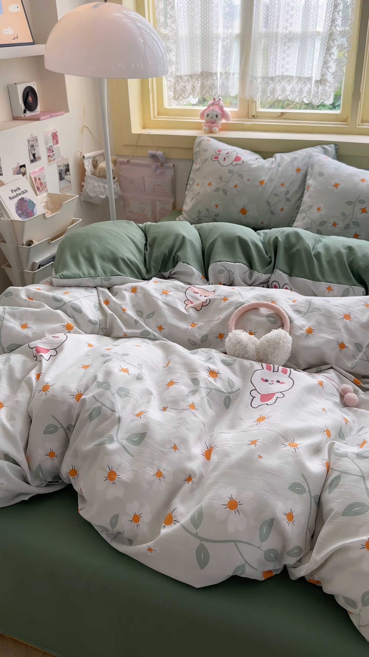 91家纺网 家纺一手货源 找家纺 曼璐家纺 2025新款碎花双拼水洗棉四件套学生宿舍三件套单双人被套和床笠款-床单床笠套件 趣味花园