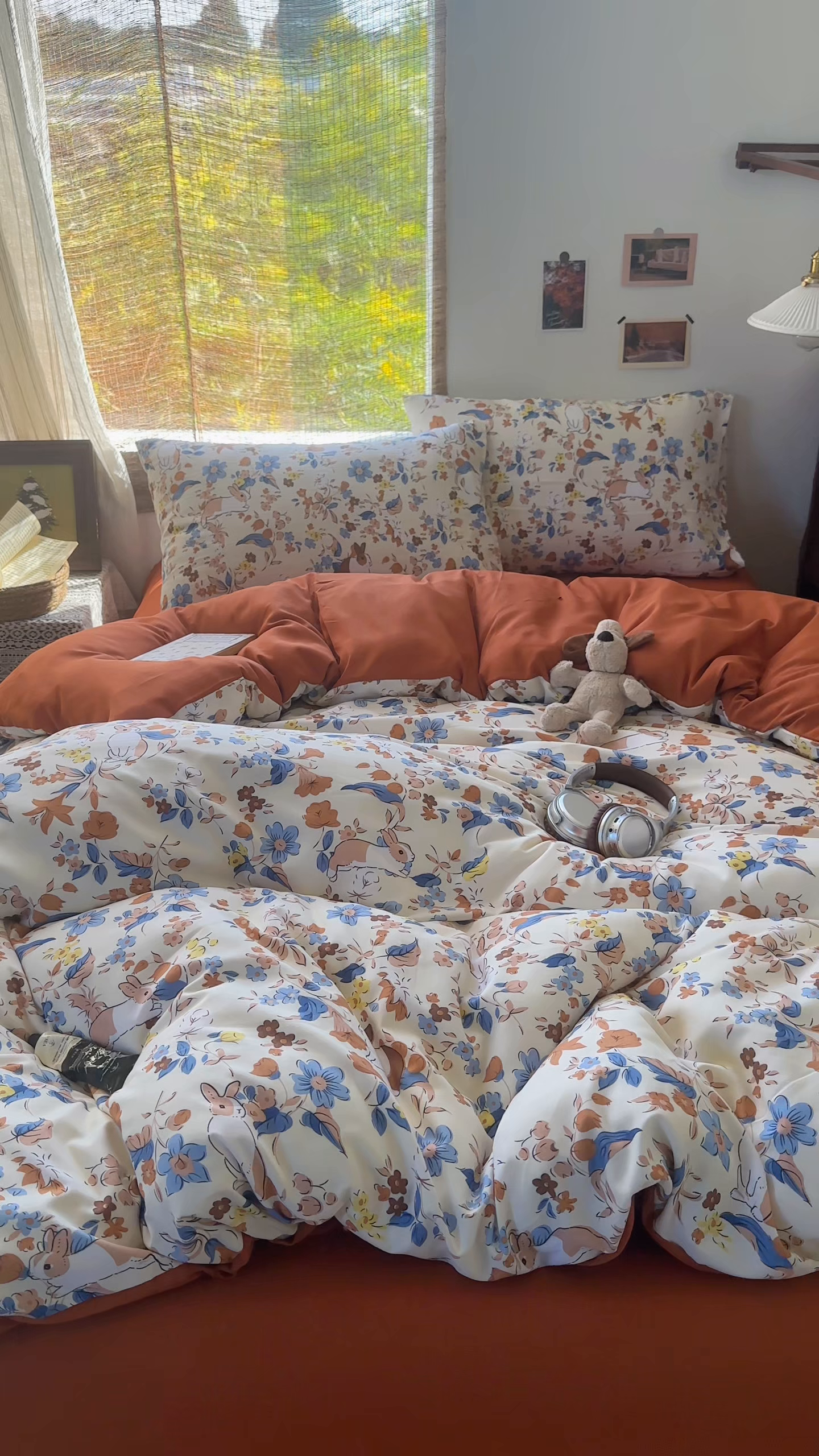 91家纺网 家纺一手货源 找家纺 曼璐家纺 2025新款碎花双拼水洗棉四件套学生宿舍三件套单双人被套和床笠款-床单床笠套件 田间美好