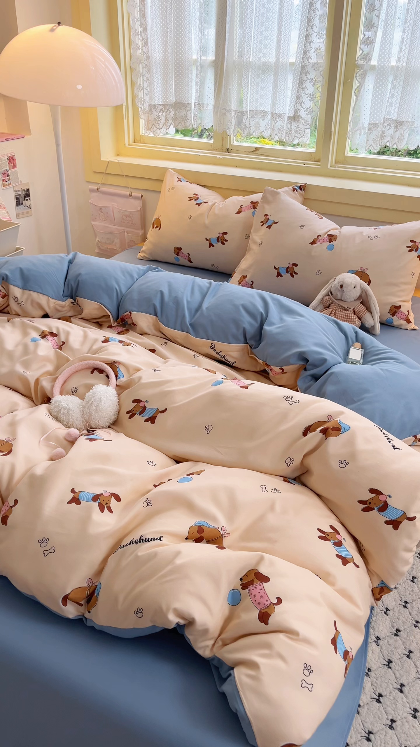 91家纺网 家纺一手货源 找家纺 曼璐家纺 2025新款碎花双拼水洗棉四件套学生宿舍三件套单双人被套和床笠款-床单床笠套件 旺仔