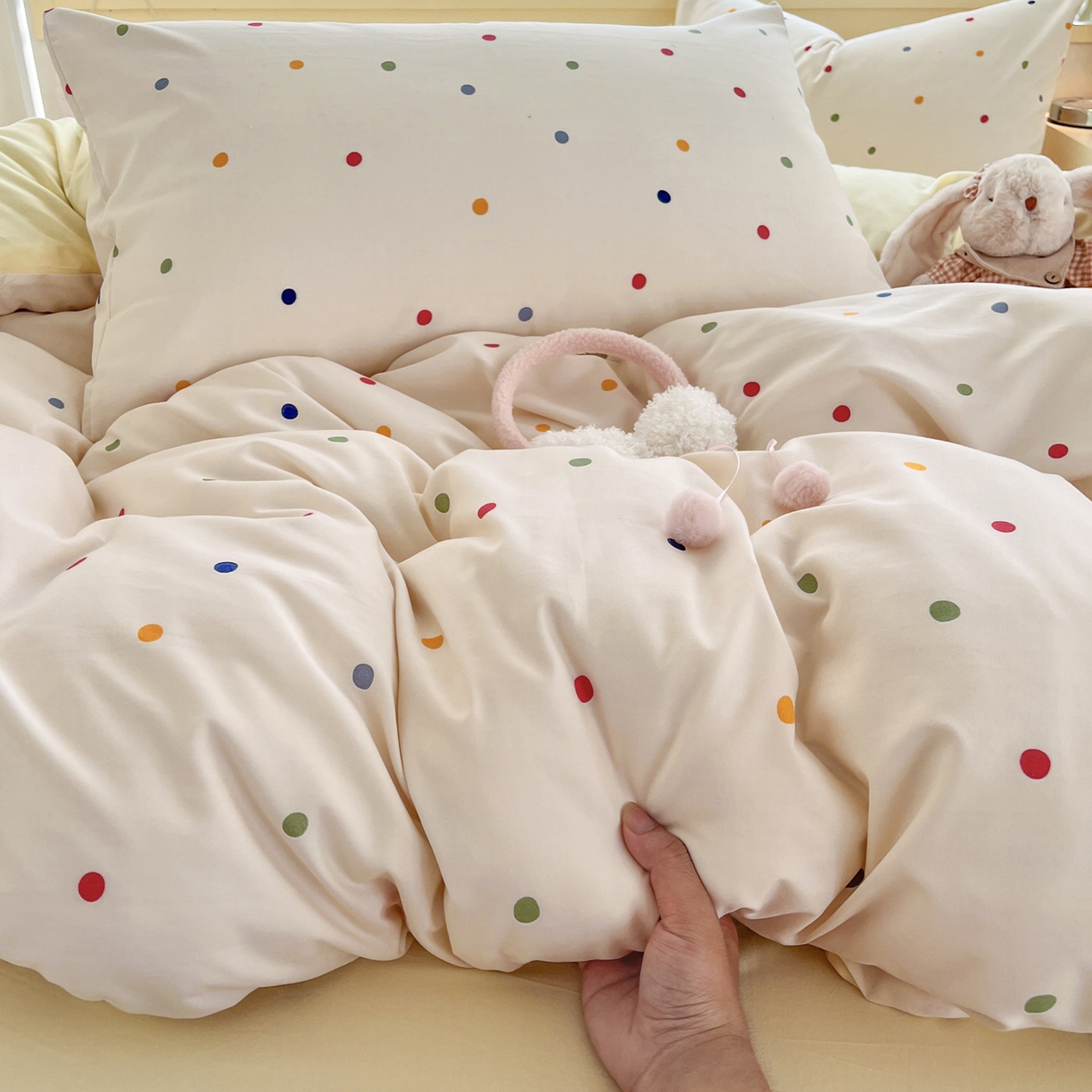 91家纺网 家纺一手货源 找家纺 （总）曼璐家纺 2025新款碎花双拼水洗棉四件套学生宿舍三件套单双人被套和床笠款单被套