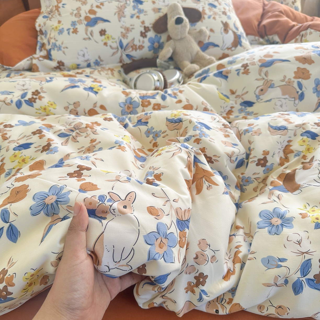 91家纺网 家纺一手货源 找家纺 （总）曼璐家纺 2025新款碎花双拼水洗棉四件套学生宿舍三件套单双人被套和床笠款单被套