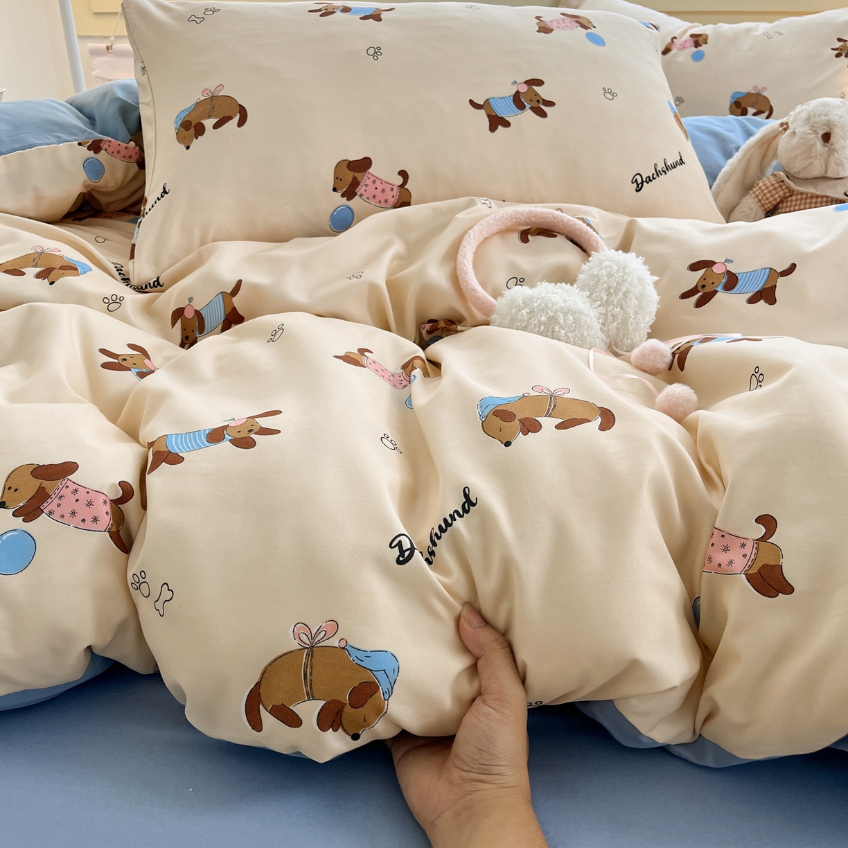 91家纺网 家纺一手货源 找家纺 （总）曼璐家纺 2025新款碎花双拼水洗棉四件套学生宿舍三件套单双人被套和床笠款单被套