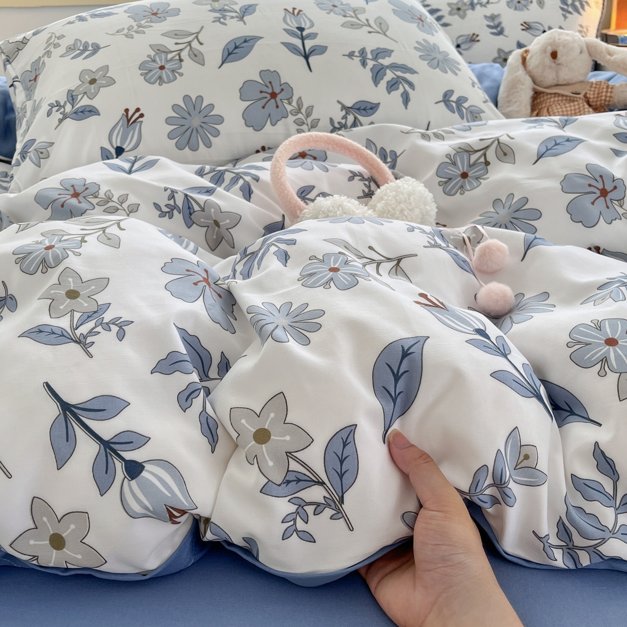 91家纺网 家纺一手货源 找家纺 （总）曼璐家纺 2025新款碎花双拼水洗棉四件套学生宿舍三件套单双人被套和床笠款单被套