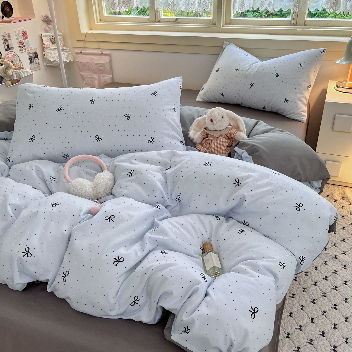 91家纺网 家纺一手货源 找家纺 曼璐家纺 2025新款碎花双拼水洗棉四件套学生宿舍三件套单双人被套和床笠款单被套 可颂-兰