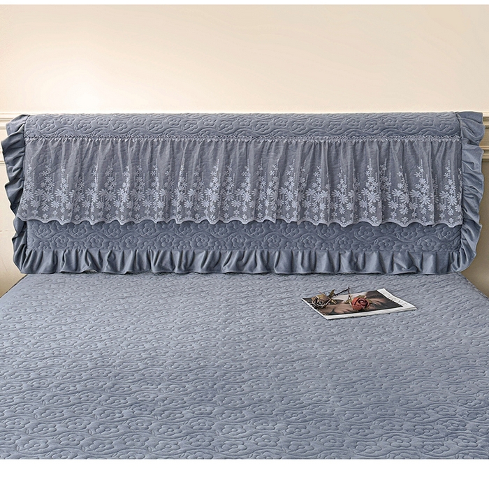 91家纺网 家纺一手货源 找家纺 情恒家纺 2025新款宝宝绒夹棉单品床头罩床头罩单件 玫瑰盛典-静夜灰