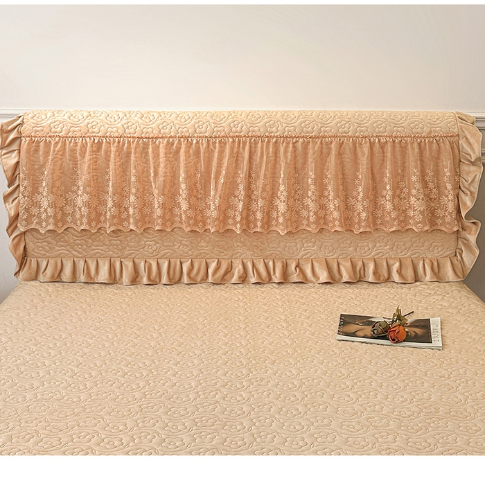 91家纺网 家纺一手货源 找家纺 情恒家纺 2025新款宝宝绒夹棉单品床头罩床头罩单件 玫瑰盛典-暖驼色