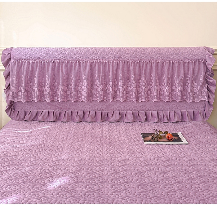 91家纺网 家纺一手货源 找家纺 情恒家纺 2025新款宝宝绒夹棉单品床头罩床头罩单件 玫瑰盛典-优雅紫