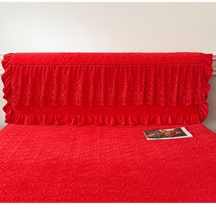 91家纺网 家纺一手货源 找家纺 情恒家纺 2025新款宝宝绒夹棉单品床头罩床头罩单件 玫瑰盛典-中国红