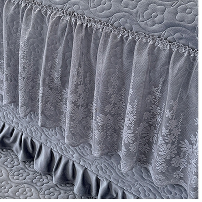 91家纺网 家纺一手货源 找家纺 情恒家纺 2025新款宝宝绒夹棉单品床头罩床头罩单件 玫瑰盛典-静夜灰