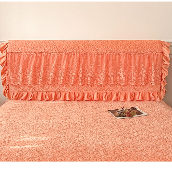 情恒家纺 2025新款宝宝绒夹棉单品床头罩床头罩单件 玫瑰盛典-明媚橙