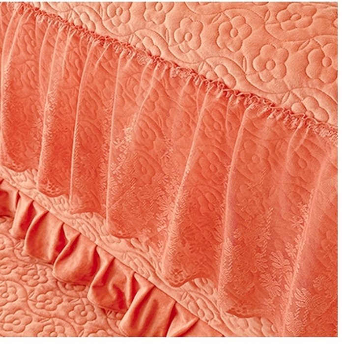 91家纺网 家纺一手货源 找家纺 情恒家纺 2025新款宝宝绒夹棉单品床头罩床头罩单件 玫瑰盛典-明媚橙