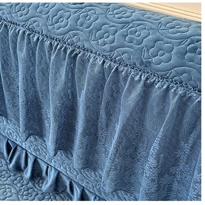 91家纺网 家纺一手货源 找家纺 情恒家纺 2025新款宝宝绒夹棉单品床头罩床头罩单件 玫瑰盛典-深海蓝