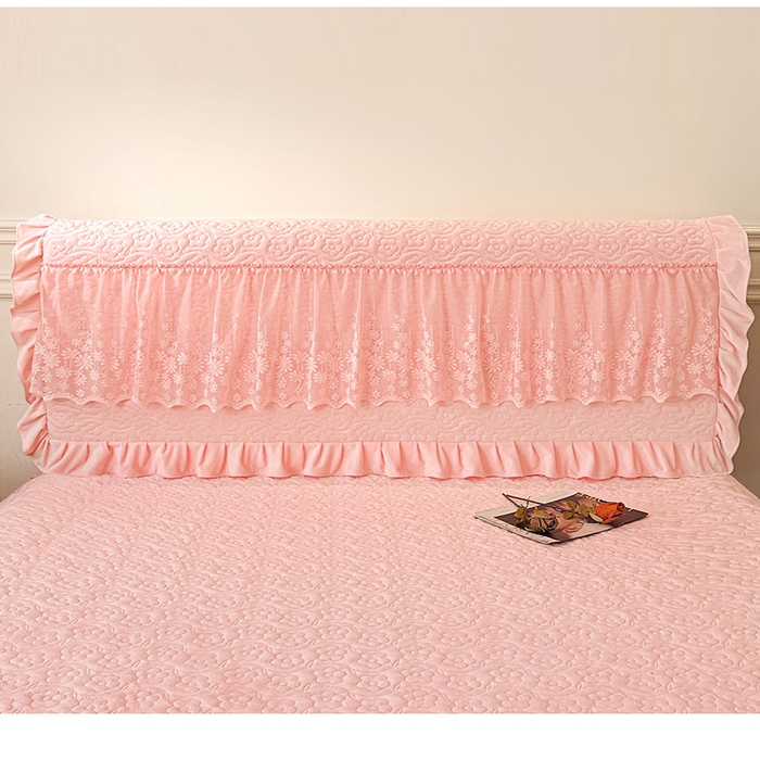 情恒家纺 2025新款宝宝绒夹棉单品床头罩床头罩单件 玫瑰盛典-香妃粉