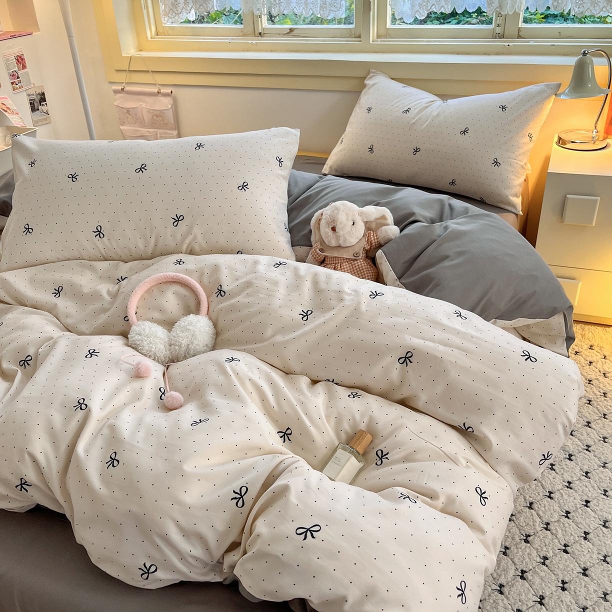 91家纺网 家纺一手货源 找家纺 曼璐家纺 2025新款碎花双拼水洗棉四件套学生宿舍三件套单双人被套和床笠款单被套 可颂-米