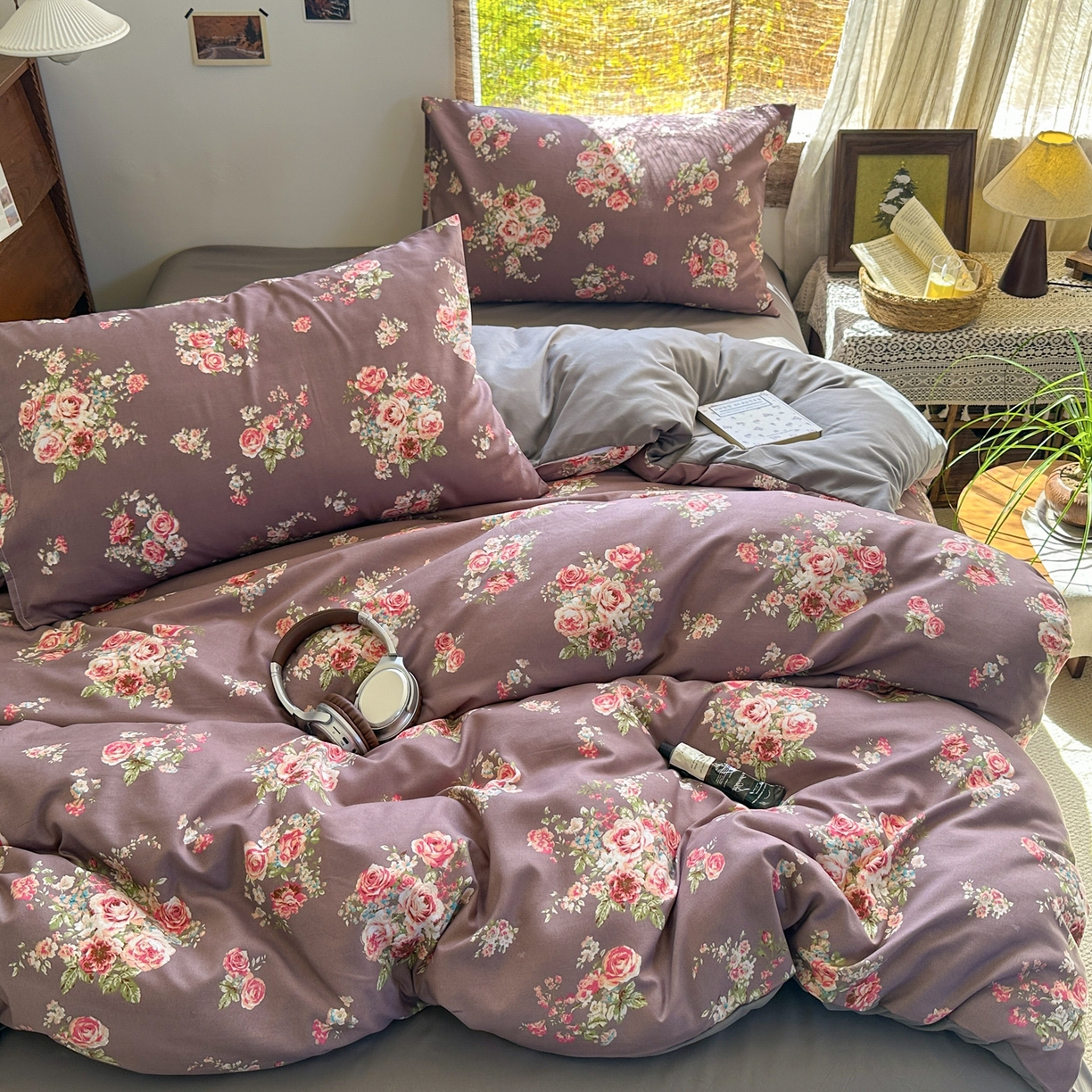 91家纺网 家纺一手货源 找家纺 曼璐家纺 2025新款碎花双拼水洗棉四件套学生宿舍三件套单双人被套和床笠款单被套 莱茵湖