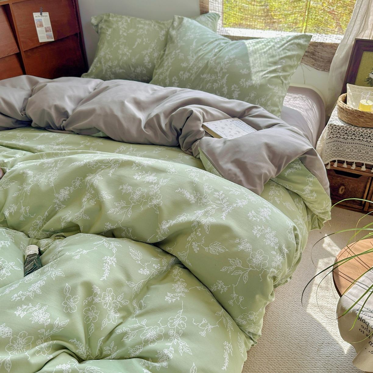 91家纺网 家纺一手货源 找家纺 曼璐家纺 2025新款碎花双拼水洗棉四件套学生宿舍三件套单双人被套和床笠款单被套 缦花