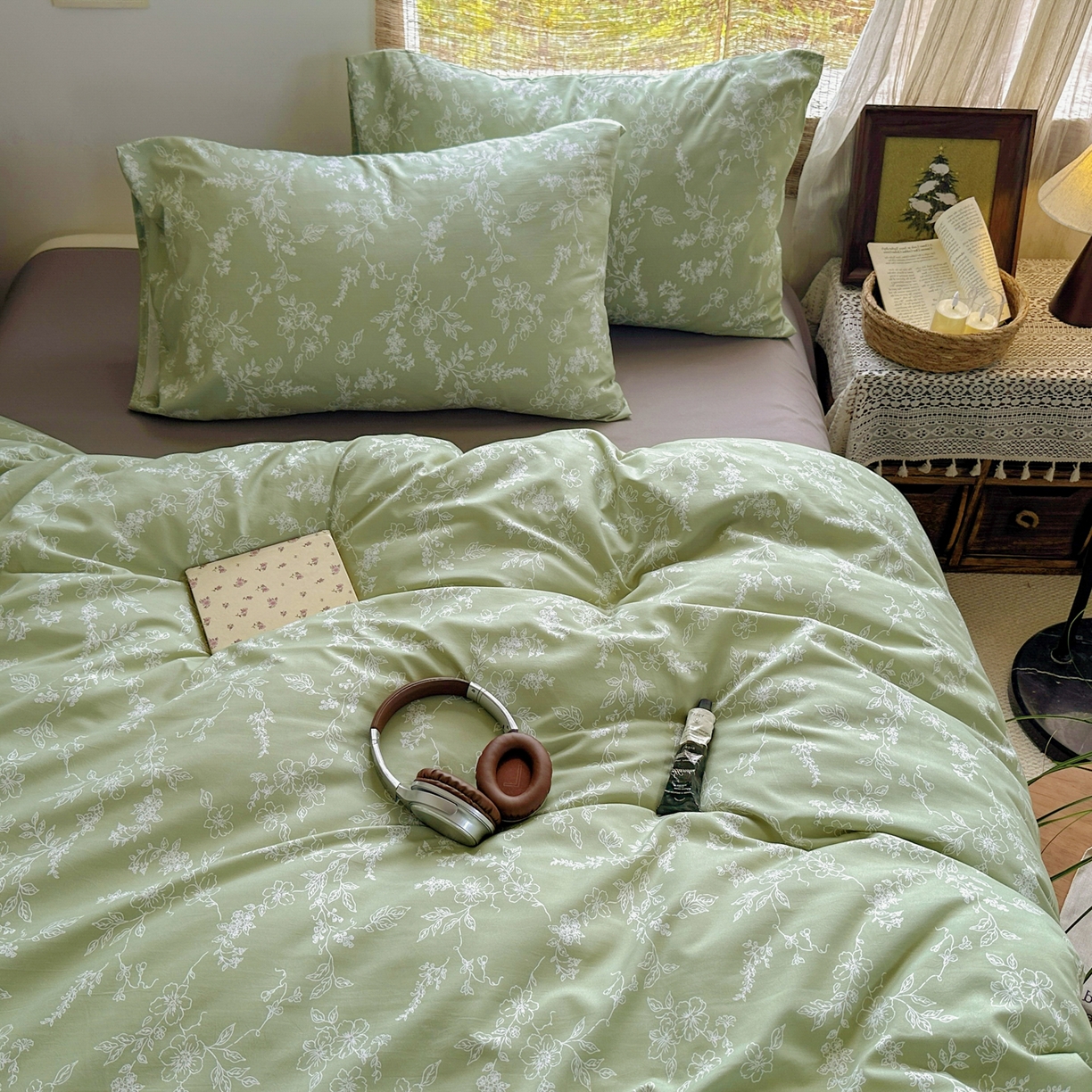 91家纺网 家纺一手货源 找家纺 曼璐家纺 2025新款碎花双拼水洗棉四件套学生宿舍三件套单双人被套和床笠款单被套 缦花