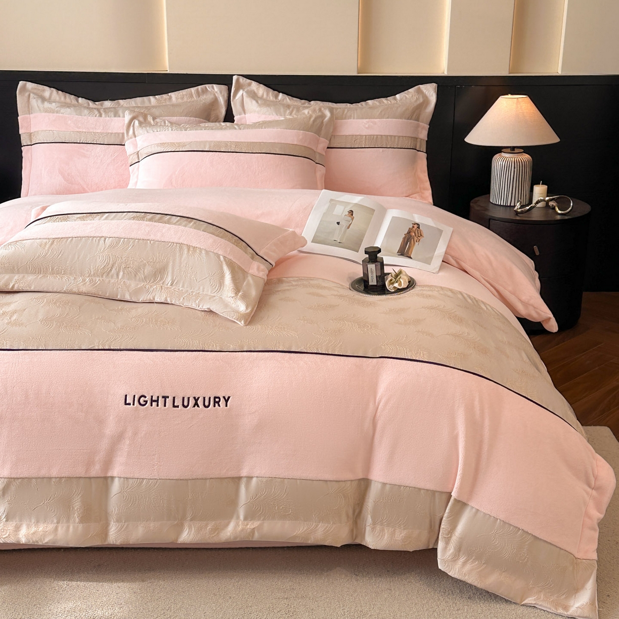 91家纺网 家纺一手货源 找家纺 博纳家纺 2024新款水貂绒印花系列四件套 斑尼路