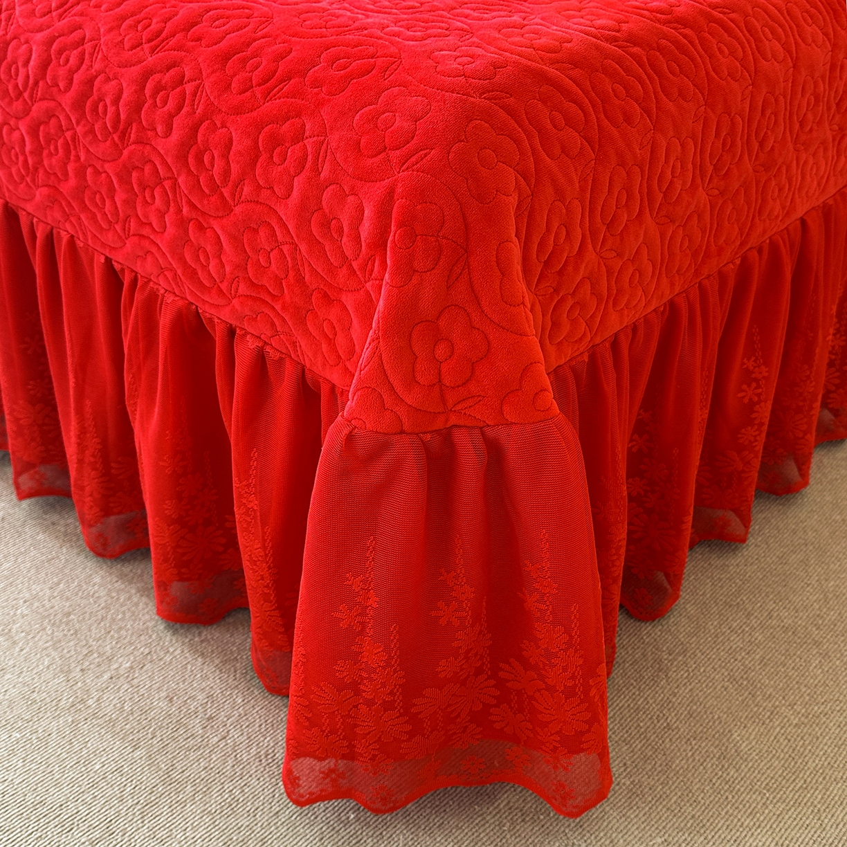 91家纺网 家纺一手货源 找家纺 情恒家纺 2025新款宝宝绒单品床盖床盖三件套玫瑰盛典系列 玫瑰盛典 中国红