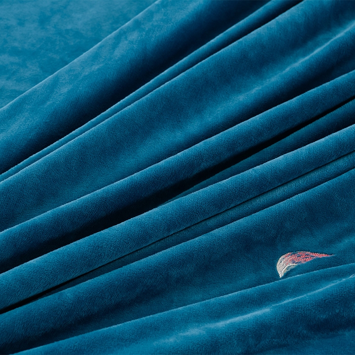 91家纺网 家纺一手货源 找家纺 绒小宣  2025新款加厚牛奶绒刺绣花保暖四件套-花开富贵提供买家秀 花开富贵-宝石蓝