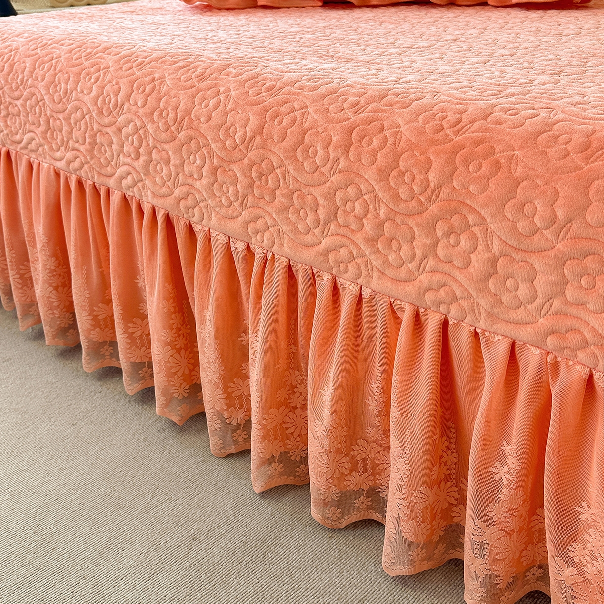 91家纺网 家纺一手货源 找家纺 情恒家纺 2025新款宝宝绒单品床盖床盖三件套玫瑰盛典系列 玫瑰盛典 明媚橙