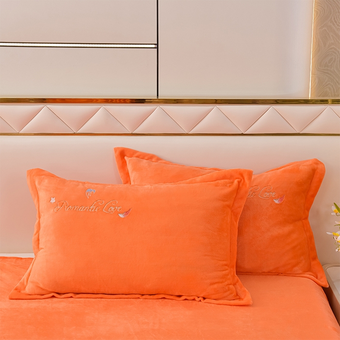 91家纺网 家纺一手货源 找家纺 绒小宣  2025新款加厚牛奶绒刺绣花保暖四件套-花开富贵提供买家秀 花开富贵-橙色