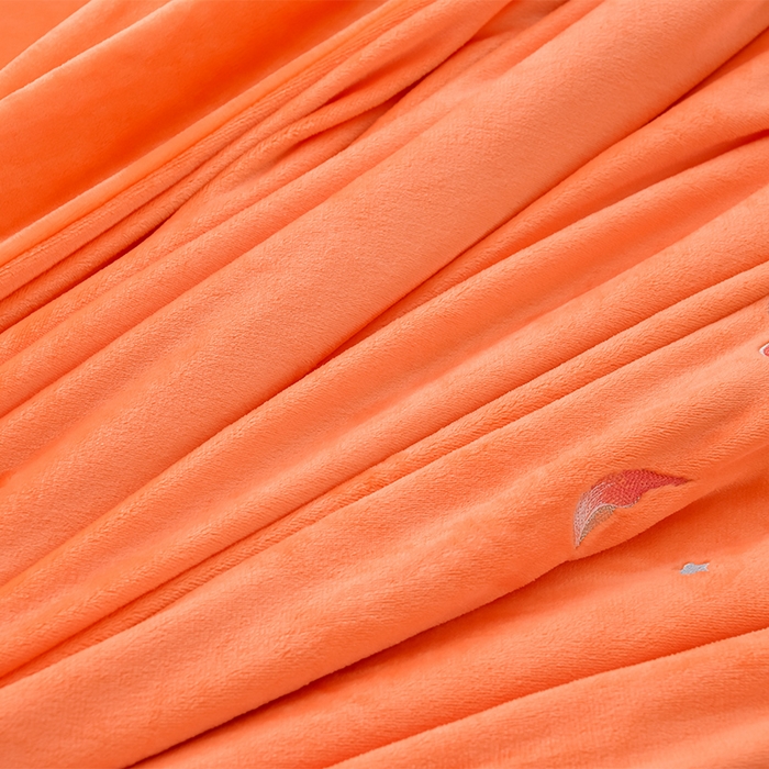 91家纺网 家纺一手货源 找家纺 绒小宣  2025新款加厚牛奶绒刺绣花保暖四件套-花开富贵提供买家秀 花开富贵-橙色