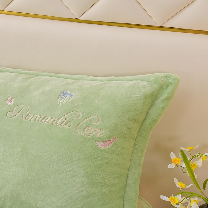 91家纺网 家纺一手货源 找家纺 绒小宣  2025新款加厚牛奶绒刺绣花保暖四件套-花开富贵提供买家秀 花开富贵-抹茶绿