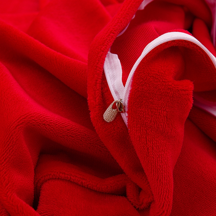 91家纺网 家纺一手货源 找家纺 绒小宣  2025新款加厚牛奶绒刺绣花保暖四件套-花开富贵提供买家秀 花开富贵-中国红