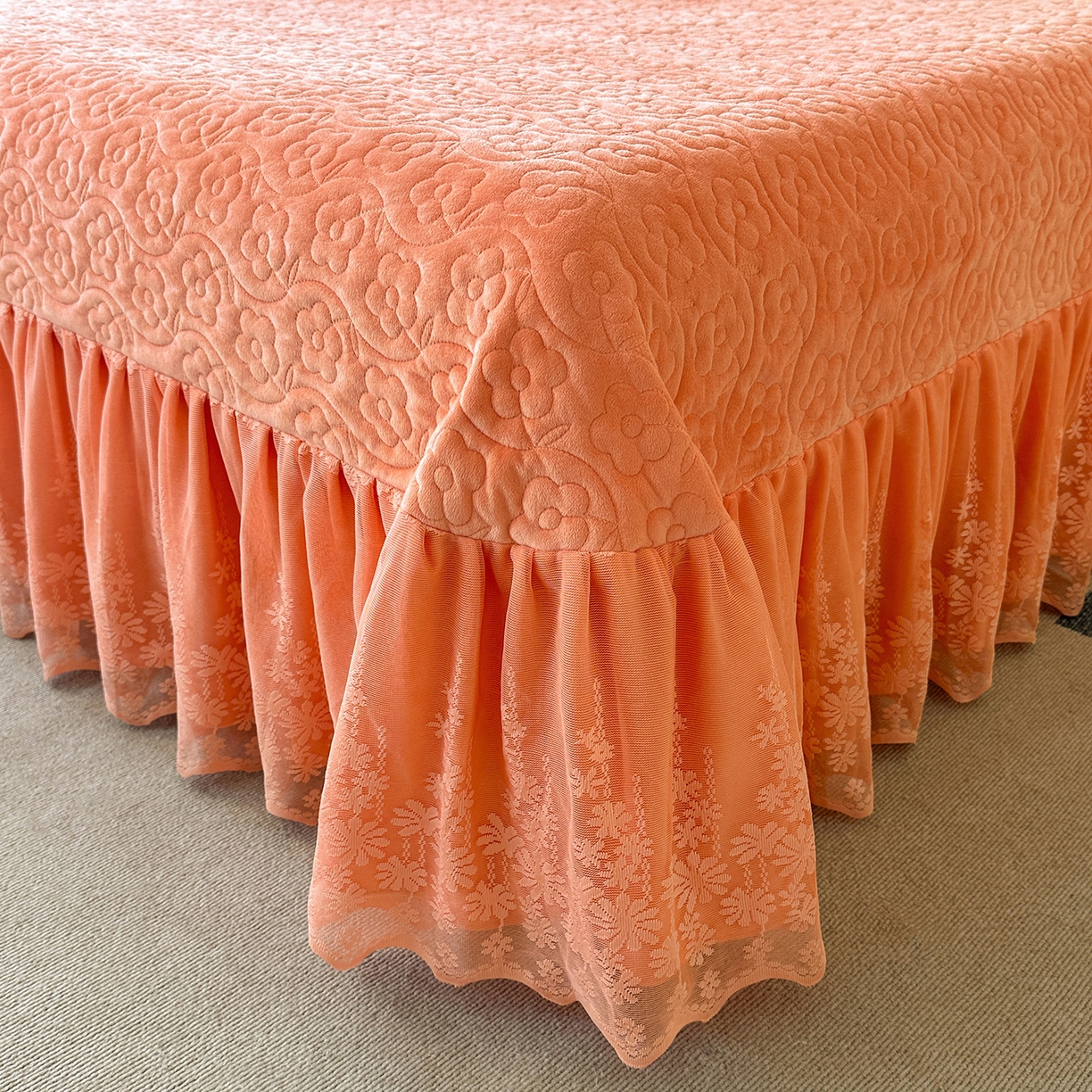 91家纺网 家纺一手货源 找家纺 情恒家纺 2025新款宝宝绒床盖三四件套玫瑰盛典 玫瑰盛典 明媚橙