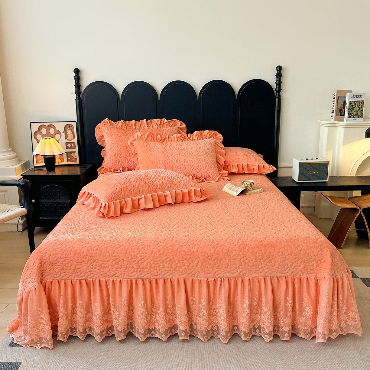 91家纺网 家纺一手货源 找家纺 情恒家纺 2025新款宝宝绒床盖三四件套玫瑰盛典 玫瑰盛典 明媚橙