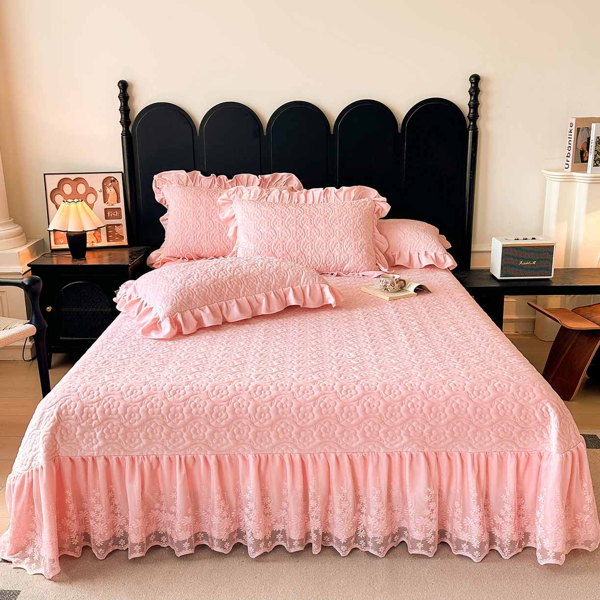 91家纺网 家纺一手货源 找家纺 情恒家纺 2025新款宝宝绒床盖三四件套玫瑰盛典 玫瑰盛典 香妃粉