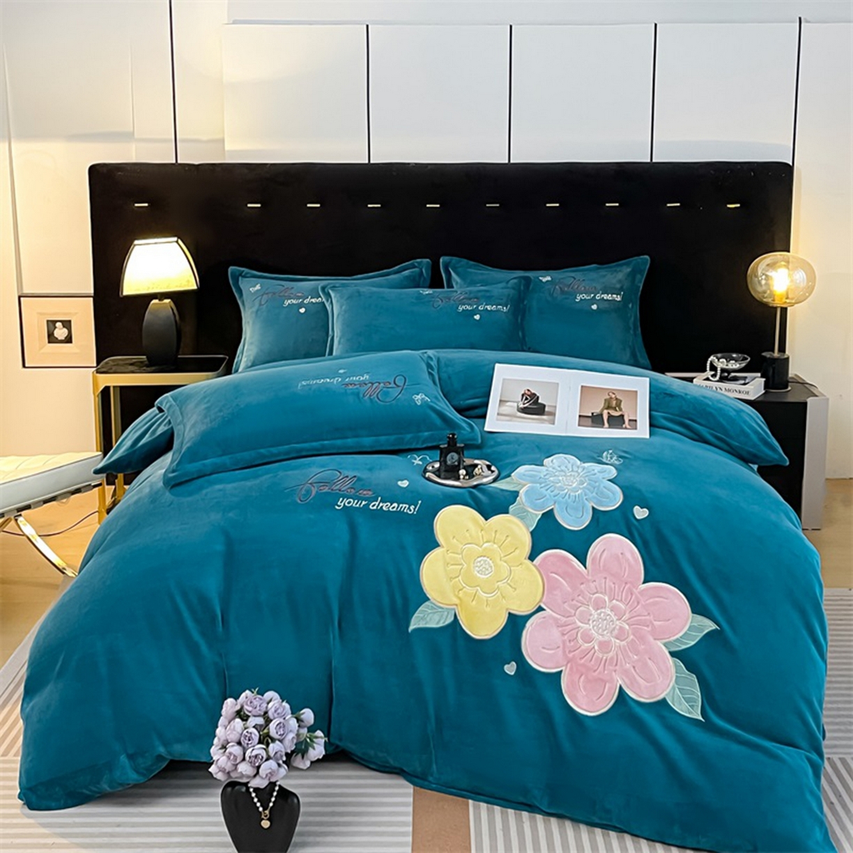 91家纺网 家纺一手货源 找家纺 （总）绒小宣 2025新A类牛奶绒贴布绣四件套-花语