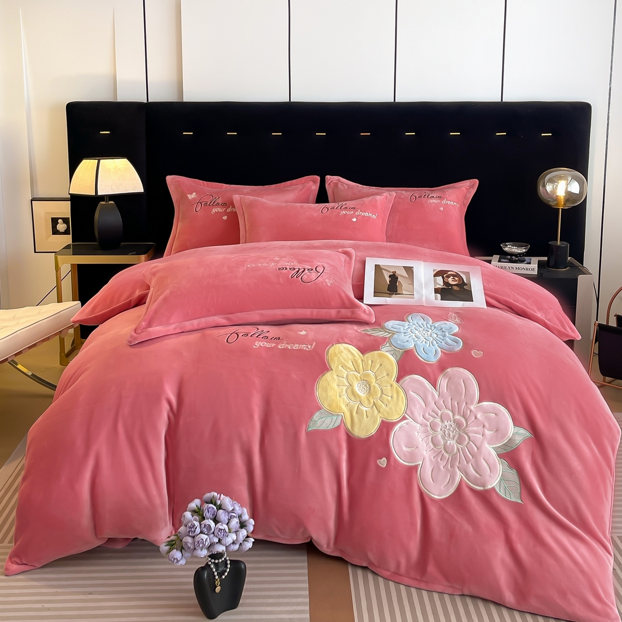 91家纺网 家纺一手货源 找家纺 （总）绒小宣 2025新A类牛奶绒贴布绣四件套-花语