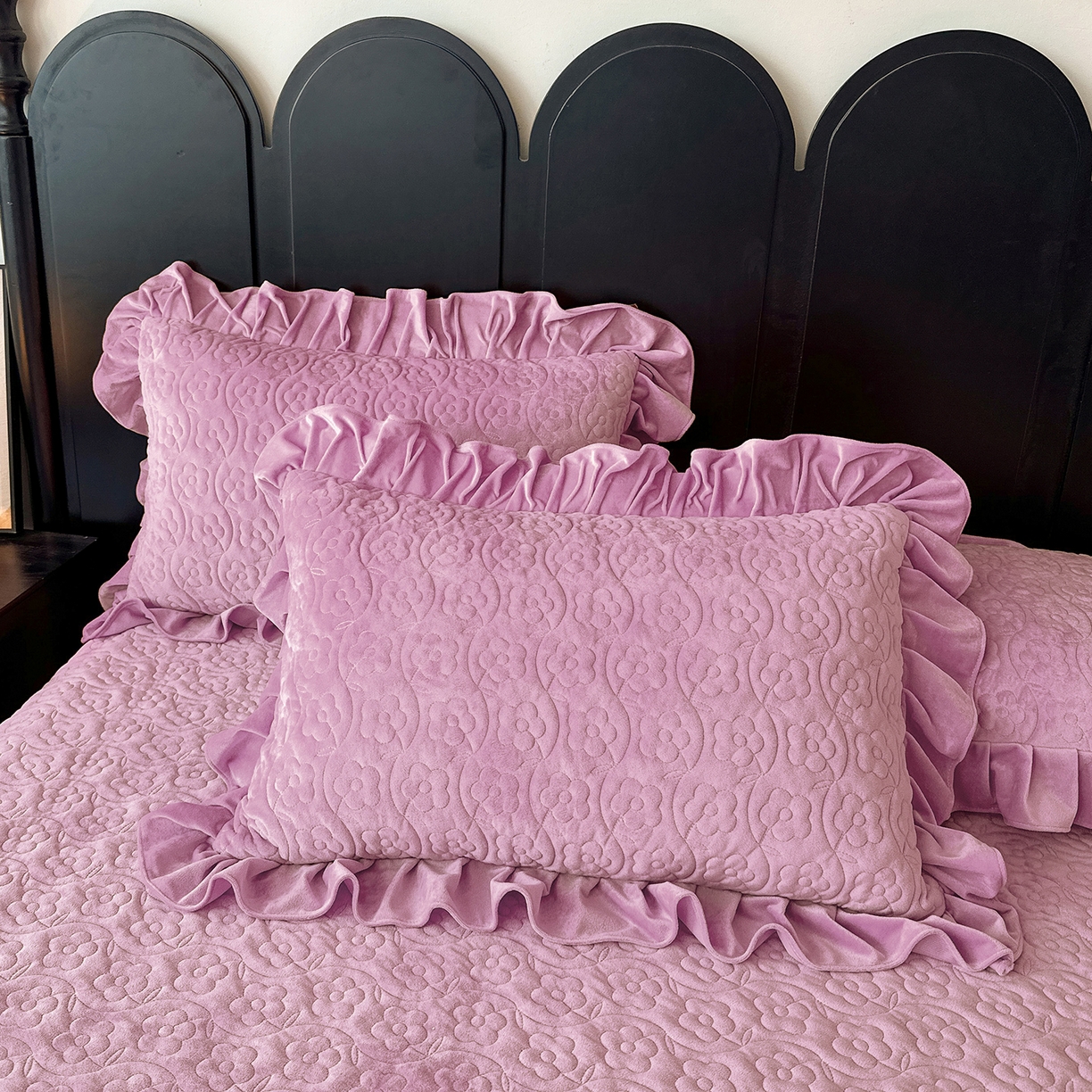 91家纺网 家纺一手货源 找家纺 情恒家纺 2025新款宝宝绒床盖三四件套玫瑰盛典 玫瑰盛典 优雅紫